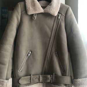 ZARA moto fleece coat